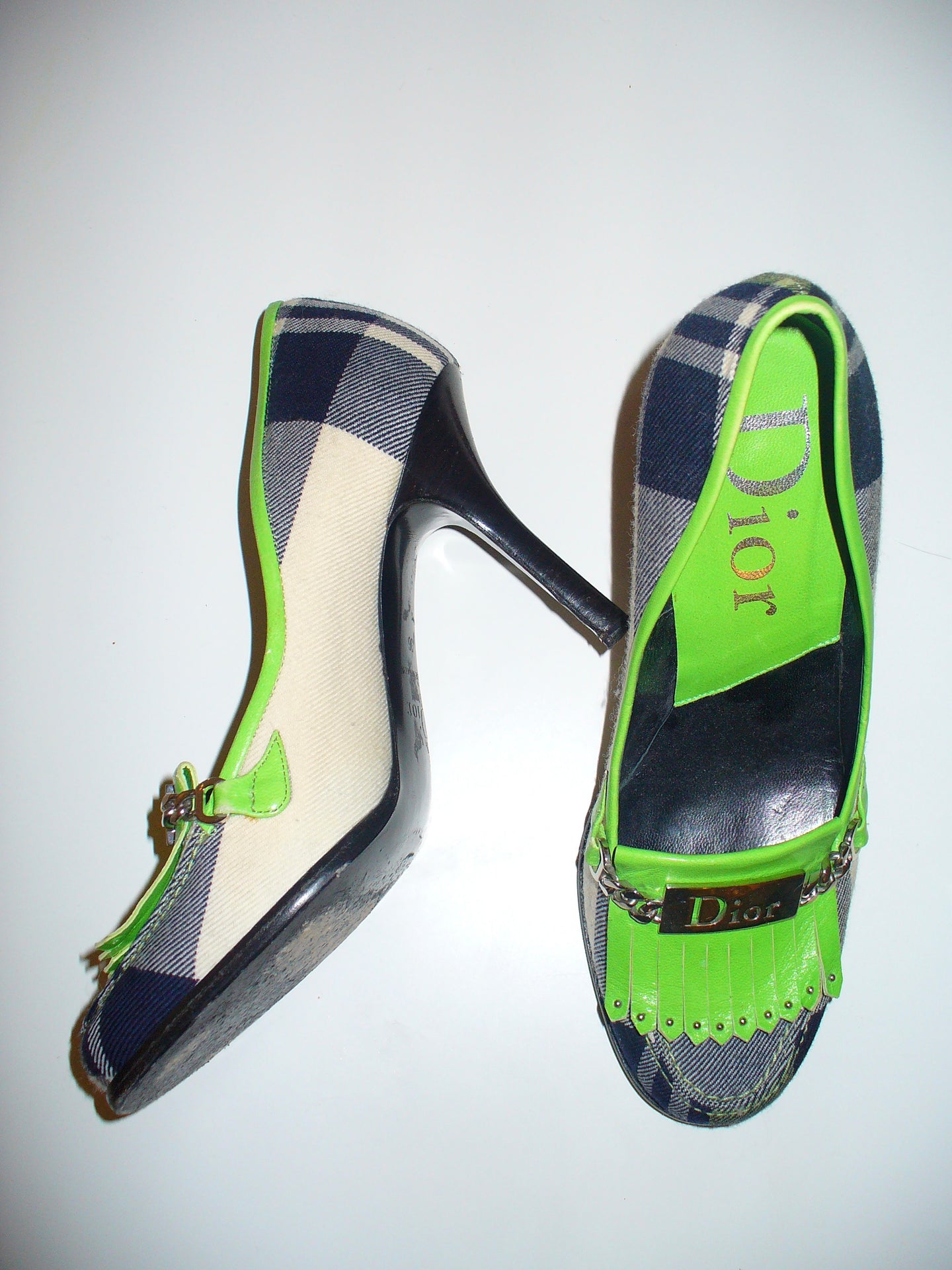 Christian Dior plaid heels